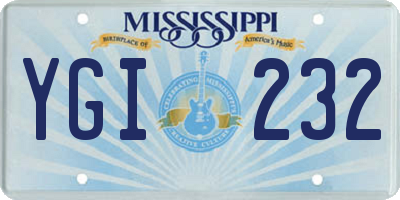 MS license plate YGI232