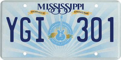 MS license plate YGI301