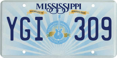 MS license plate YGI309