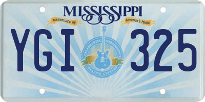 MS license plate YGI325