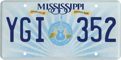 MS license plate YGI352