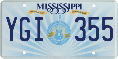MS license plate YGI355