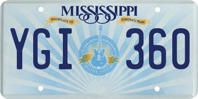 MS license plate YGI360