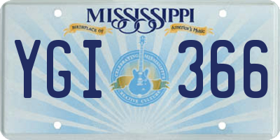 MS license plate YGI366