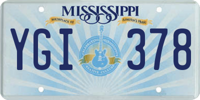 MS license plate YGI378