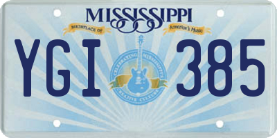 MS license plate YGI385