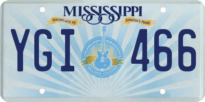 MS license plate YGI466