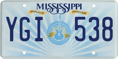 MS license plate YGI538