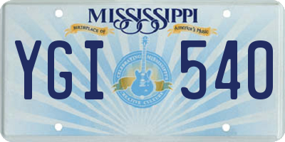 MS license plate YGI540