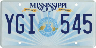 MS license plate YGI545