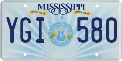 MS license plate YGI580