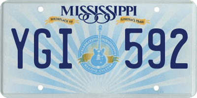MS license plate YGI592
