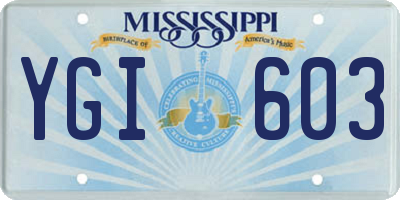 MS license plate YGI603