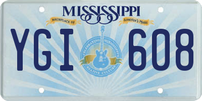 MS license plate YGI608
