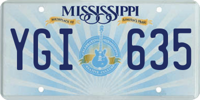 MS license plate YGI635