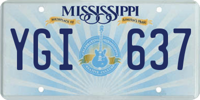 MS license plate YGI637