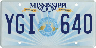 MS license plate YGI640