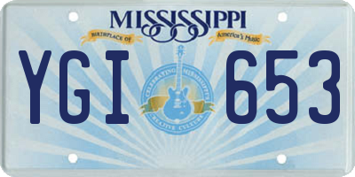 MS license plate YGI653