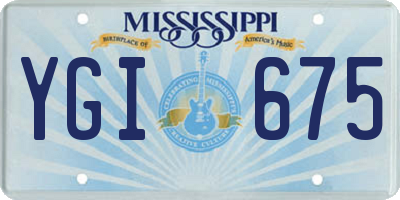 MS license plate YGI675