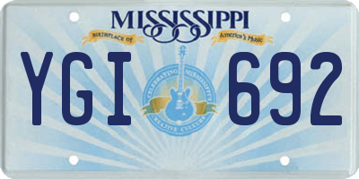 MS license plate YGI692