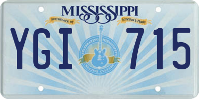MS license plate YGI715