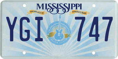 MS license plate YGI747