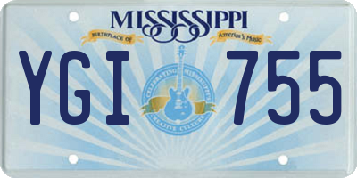 MS license plate YGI755