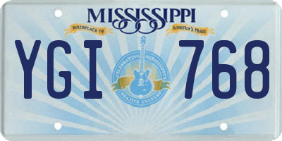 MS license plate YGI768