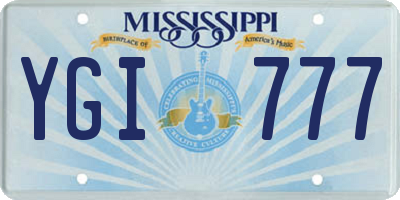 MS license plate YGI777