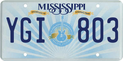 MS license plate YGI803