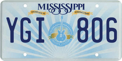 MS license plate YGI806
