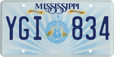 MS license plate YGI834