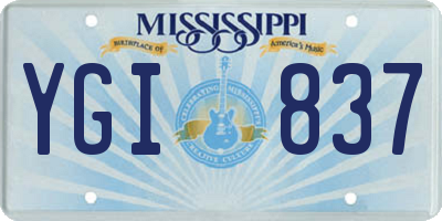 MS license plate YGI837