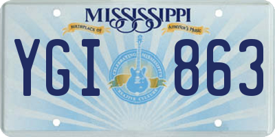 MS license plate YGI863