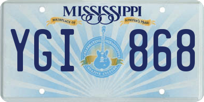 MS license plate YGI868