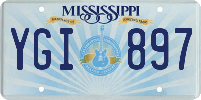 MS license plate YGI897