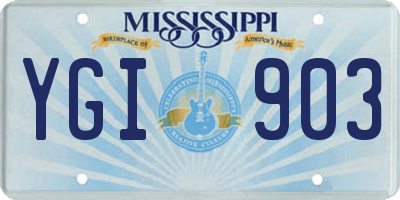 MS license plate YGI903