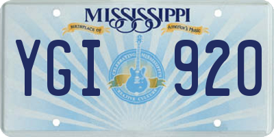 MS license plate YGI920