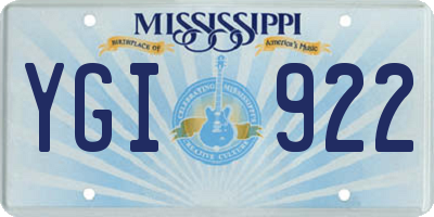 MS license plate YGI922