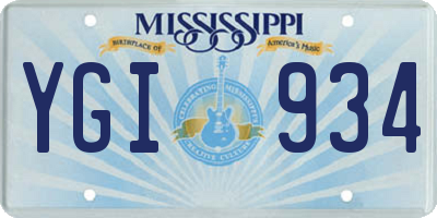 MS license plate YGI934