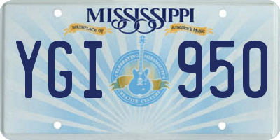 MS license plate YGI950