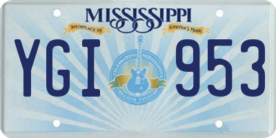 MS license plate YGI953