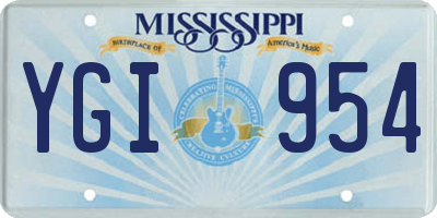 MS license plate YGI954