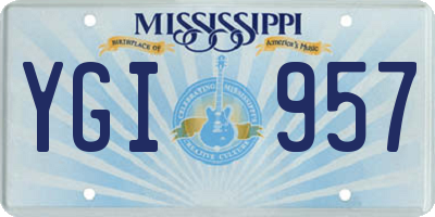 MS license plate YGI957