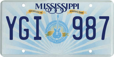 MS license plate YGI987