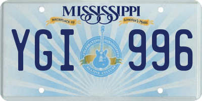 MS license plate YGI996