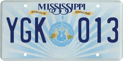 MS license plate YGK013
