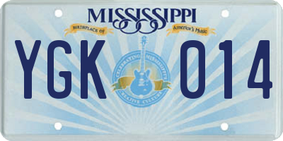 MS license plate YGK014