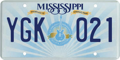 MS license plate YGK021
