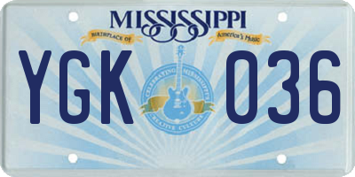 MS license plate YGK036